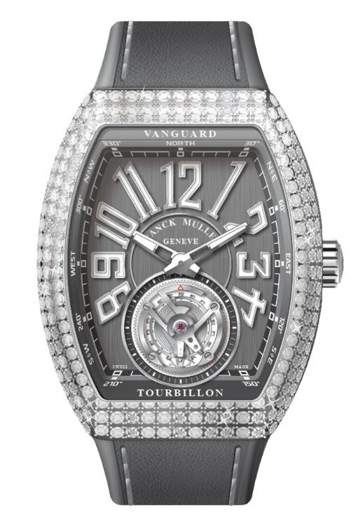 Buy Franck Muller Vanguard Tourbillon Stainless Steel White Diamonds Case - Grey Replica Watch for sale Cheap Price V 41 T D (TT) (AC) (TT BLC AC)